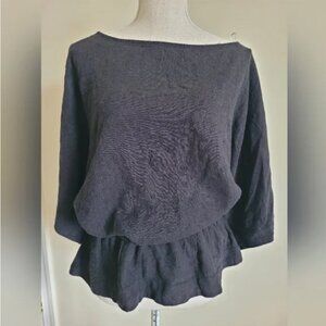 Free People Linen Blend Black Blouse size S